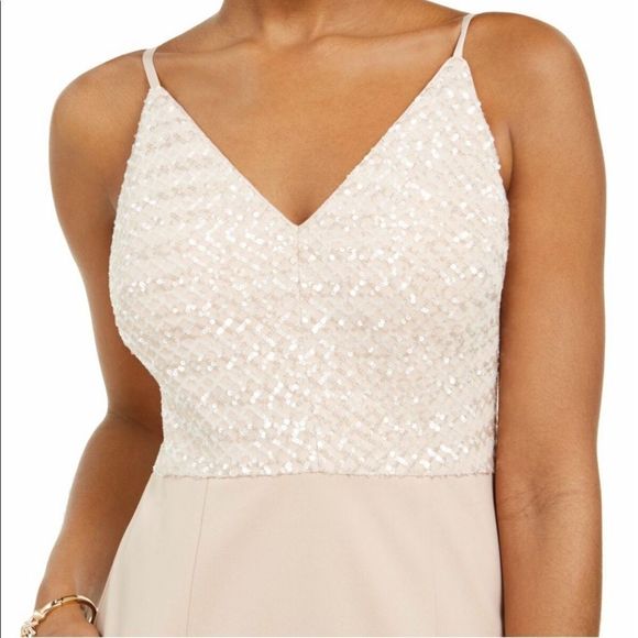 Vince Camuto Womens Pink Spaghetti Strap Full-Length Fit + Flare Evening gown - Picture 4 of 11